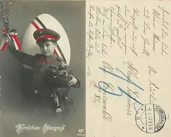 Patriotika Kind in Uniform Ostern o 5.4.1917