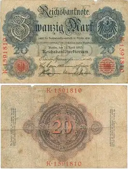 20 Mark Reichsbanknote 21. April 1910