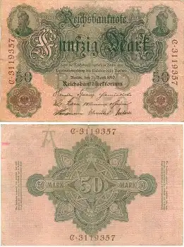 50 Mark Reichsbanknote 21. April 1910