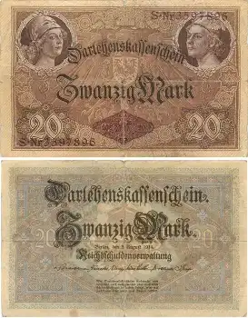 20 Mark Darlehenskassenschein 5. August 1914