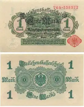 1 Mark Darlehenskassenschein 12. August 1914 kassenfrisch