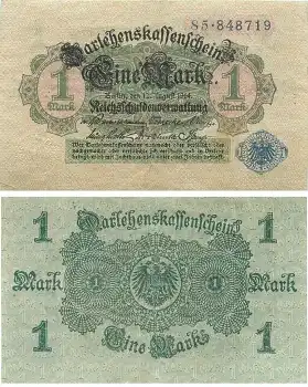 1 Mark Darlehenskassenschein 12. August 1914