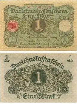 1 Mark Darlehnskassenschein 1. März 1920 kassenfrisch