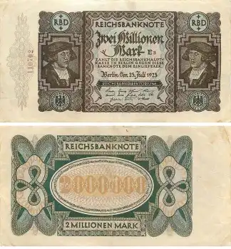 2 Millionen Mark Reichsbanknote 23. Juli 1923