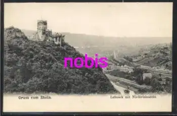 56112 Niederlahnstein mit Lahneck *ca.1910