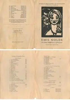 Emil Nolde Overbeck Gesellschaft Verzeichnis der Ausstellung 1947 4 Seiten