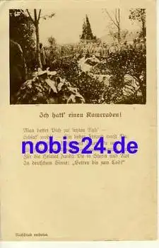 Liedkarte "Ich hatt einen Kameraden" Friedhof begräbnis Militär 1.Weltkrieg  o 1916