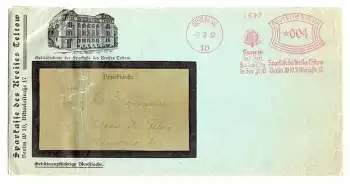 Teltow Sparkasse Briefumschlag mit Absenderfreistempel 26.7.1934