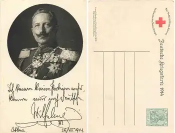 Rotes Kreuz Kaiser Wilhelm Ganzsache 5 Pfennig Germania Deutsche Kriegskarte 1914