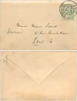 Frankreich Ganzsachenumschlag 5 Cent o Caven Calvados 13.1.1903