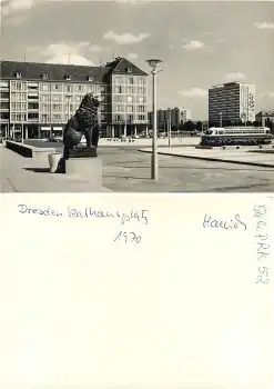 Dresden Rathausplatz mit "IKARUS" Bus Druckvorlage 1970 Hanich Foto