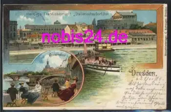 Dresden Italienisches Dörfchen Litho o 21.11.1899 Bahnpoststempel Zug 518 Dresden - Bodenbach