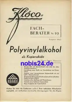 Polyvinylalkohol als Kopierschicht Nr.19 Klöco 1943 Heft 16 Seiten