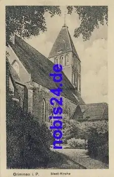 18507 Grimmen Stadt Kirche Künstlerkarte *ca.1920