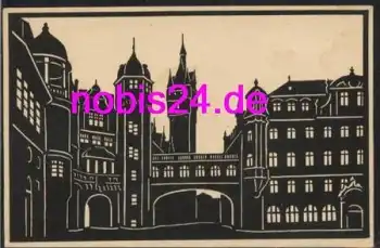Frankfurt Main Rathaus Scherenschnittkarte *ca.1930