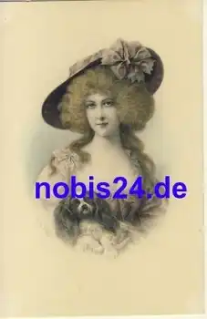 Dame mit Hund Künstlerkarte M. M. Vienne Nr. 569 *ca.1910
