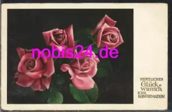 zarte Rosen Konfirmation *ca.1950