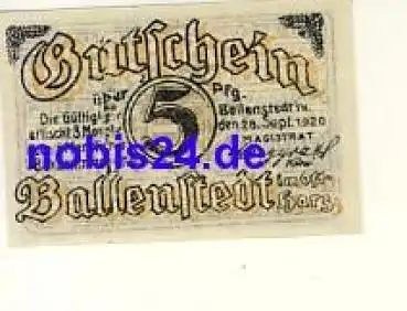 06493 Ballenstedt Notgeld 5 Pfennige um 1920