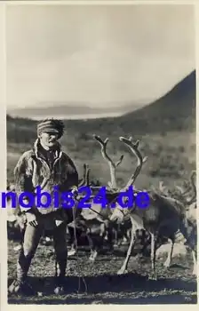 Lappländer mit Rentieren NORWEGEN *ca.1930