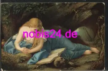 Die büssende Magdalena Totenkopf Künstlerkarte o ca.1911