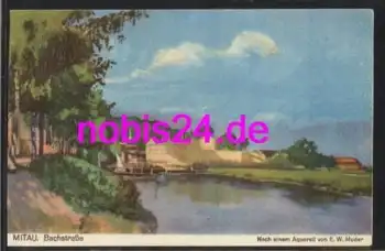Mitau Jelgava  Bachstrasse Künstlerkarte Muder  *ca.1930