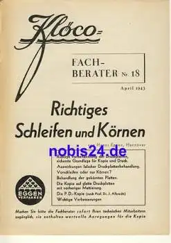 Richtiges Schleifen Körnen Nr.18 Klöco 1943 Heft 12 Seiten