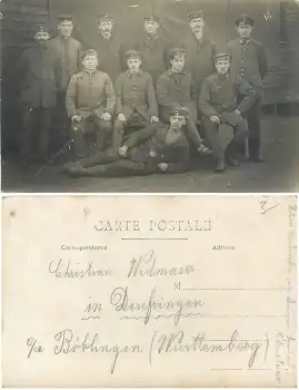 Deutsche Soldaten in Uniform 1.WK Deufringen Echtfoto um 1915