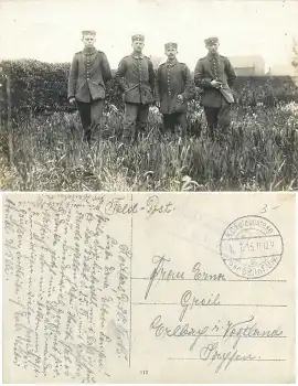 Deutsche Soldaten in Uniform 1.WK Feldpost 58. Inf. Div.  M. J. R. 106. o 1.7.1915