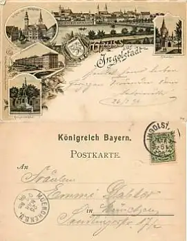 Ingolstadt Litho mit Kaserne o 26.5.1896