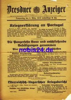 Dresden Sonderblatt Dresdner Anzeiger 1.WK 1916