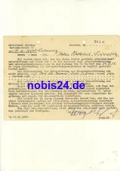 Dresden Brief vom Arbeitsamt 1931