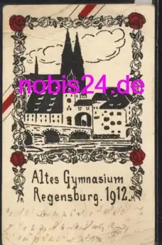Regensburg Altes Gymnasium Künstlerkarte o 1912