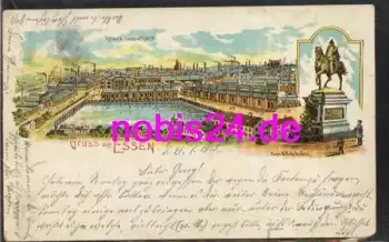 Essen Ruhr Litho Krupps Fabrik Denkmal o 1903