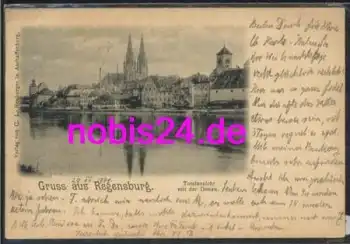 Regensburg Totale mit Donau o 30.12.1900