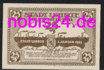 31275 Lehrte Notgeld 25 Pfennige 1921