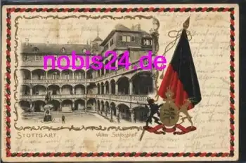 Stuttgart Alter Schlosshof Prägelitho o 30.9.1903