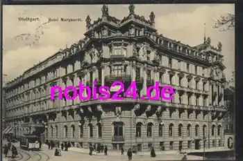 Stuttgart Hotel Marquardt Strassenbahn o 1912
