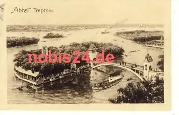 Treptow Berlin Gasthaus Abtei Dampfer o 1918