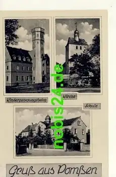 04668 Pomßen Kirche Schule Kinderheim o 17.4.1959