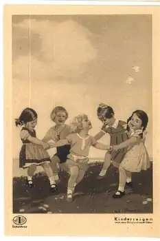 Indanthren Werbekarte Kinderreigen Künstlerkarte W. Jüttner * ca. 1930