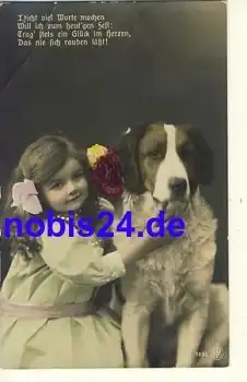Bernhardiener Hund mit Kind o ca.1910