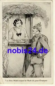 Deutscher Soldat mit Frau 1.Weltkrieg Künstlerkarte o 1917