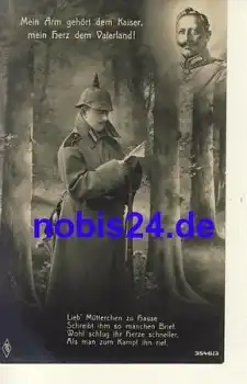 Deutscher Soldat mit Kaiser Wilhelm 1.Weltkrieg o 1915