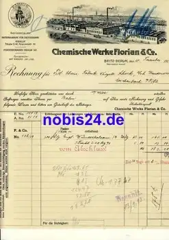 Britz Berlin Chemische Werke Florian & Co. Briefkopf mit Fabrikansicht 1912