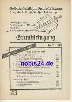 Kaufmann Grundlehrgang Brief 40/41 ca.1942 Heft 30 Seiten