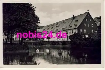 09423 Gelenau Rathaus Teich Schwäne o ca.1940