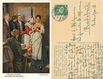 Johann Wolfgang von Goethe Hermann und Dorothea Künstlerkarte Elssner o 12.8.1924