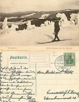 Skifahrer auf dem Reifträger Riesengebirge o 14.1.1907