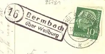 35781 Bermnach Landpoststempel o 17.12.1955 auf Kitschkarte