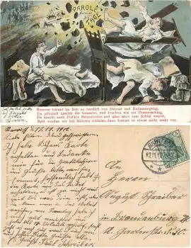 Reservistenkarte Parole 305 Tage Soldaten im Bett o 12.11.1912